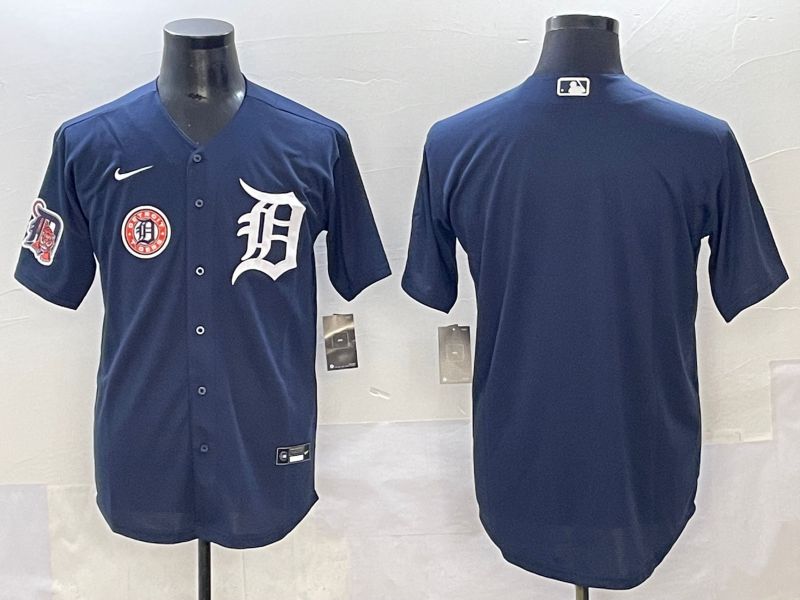 Men 2025 Detroit Tigers Blank Dark Blue Game Nike MLB Jersey style 7